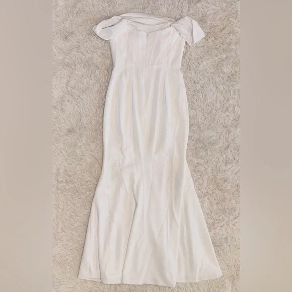NEW Dress the Population Melania Off the Shoulder Corset White Gown Sz XL - Picture 6 of 8